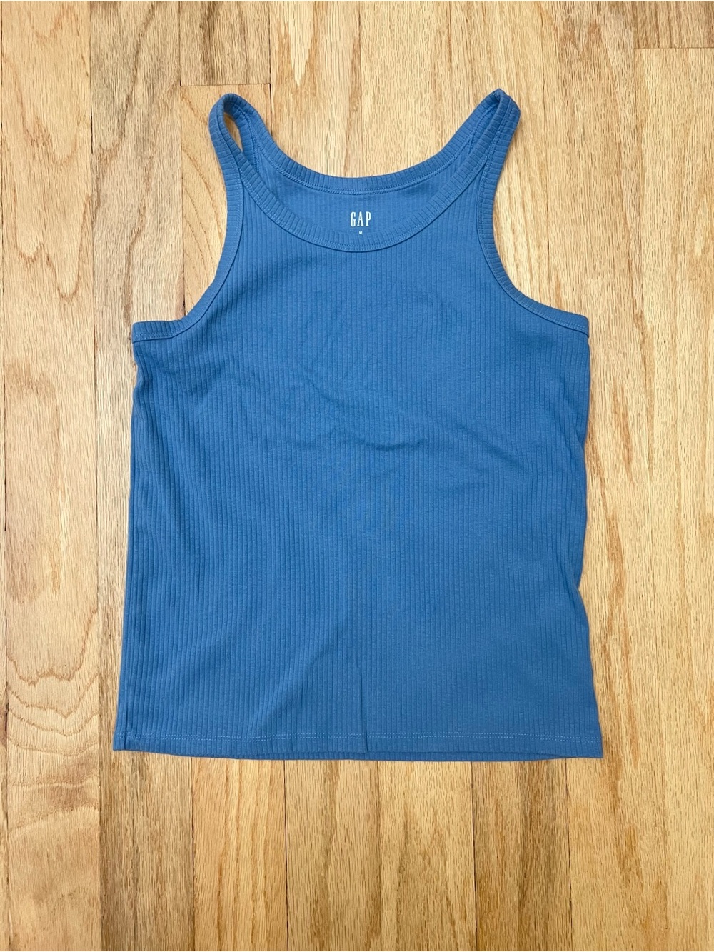 GAP Ribbed Scoopneck Tank Top Blue Ribbed